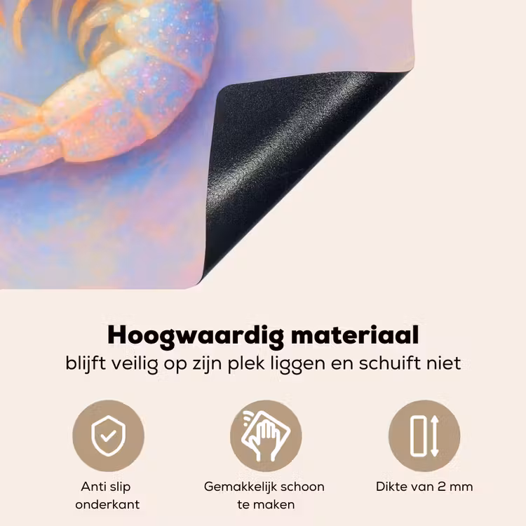Garnaal - Subtiele structuur - Blauw - Roze Inductie beschemer met haakjes middel -ky-onderkant-nl