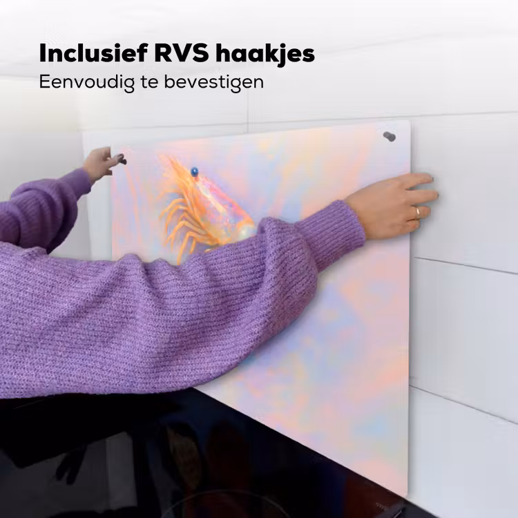 Garnaal - Subtiele structuur - Blauw - Roze Inductie beschemer met haakjes middel -ky-ophangen-nl
