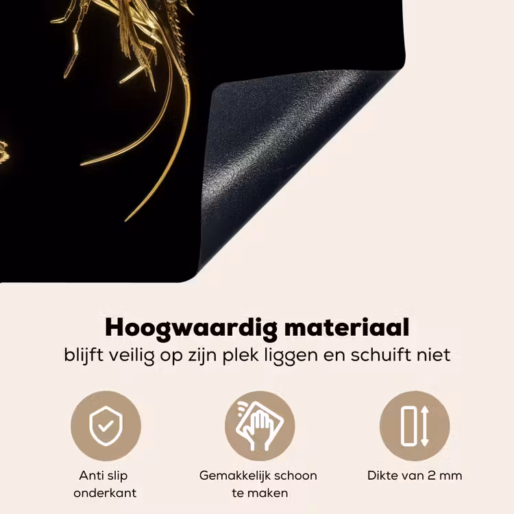 Garnalen - Zwart - Goud - Dieren Inductie beschemer met haakjes klein -ky-onderkant-nl