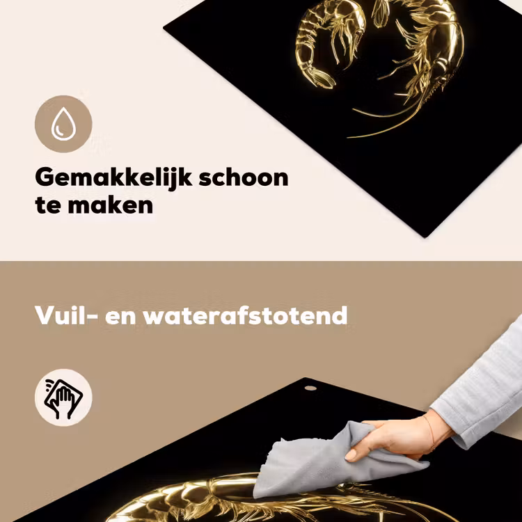Garnalen - Zwart - Goud - Dieren Inductie beschemer met haakjes klein -ky-schoon-nl