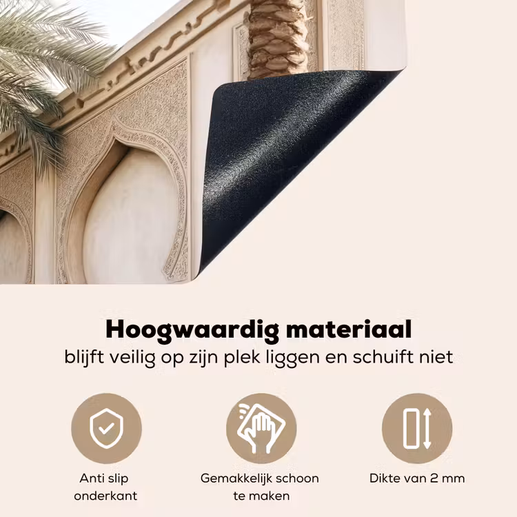 Gebouw - Palmbomen - Beige - Zon Inductie beschemer met haakjes middel -ky-onderkant-nl