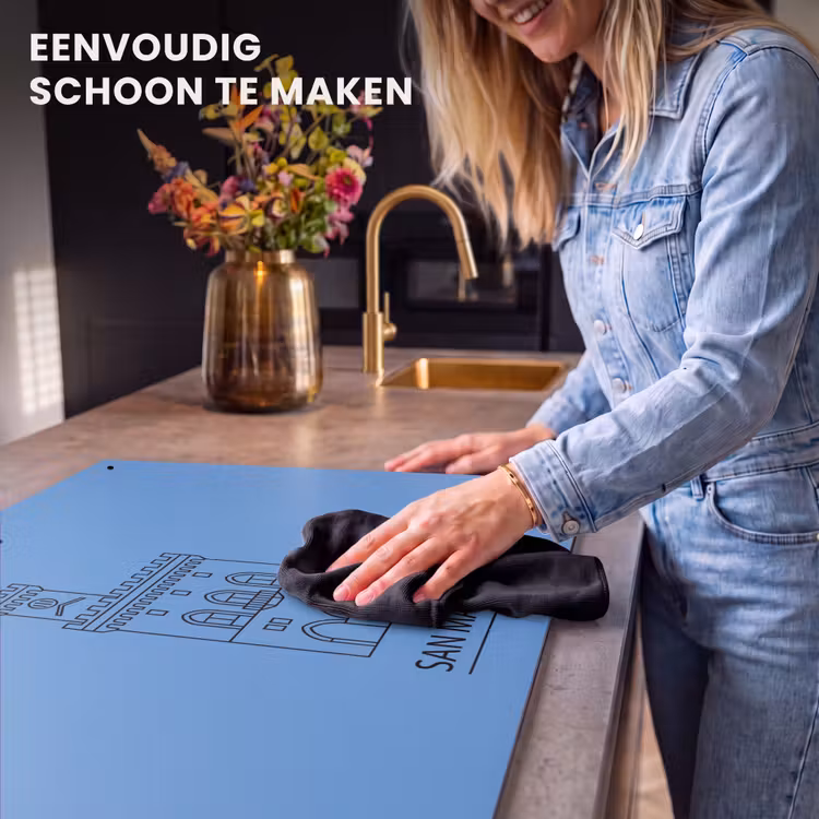 Gebouw - San Marino - Architectuur - Lijntekening - Blauw Inductie beschemer met haakjes klein -ky-schoon-nl