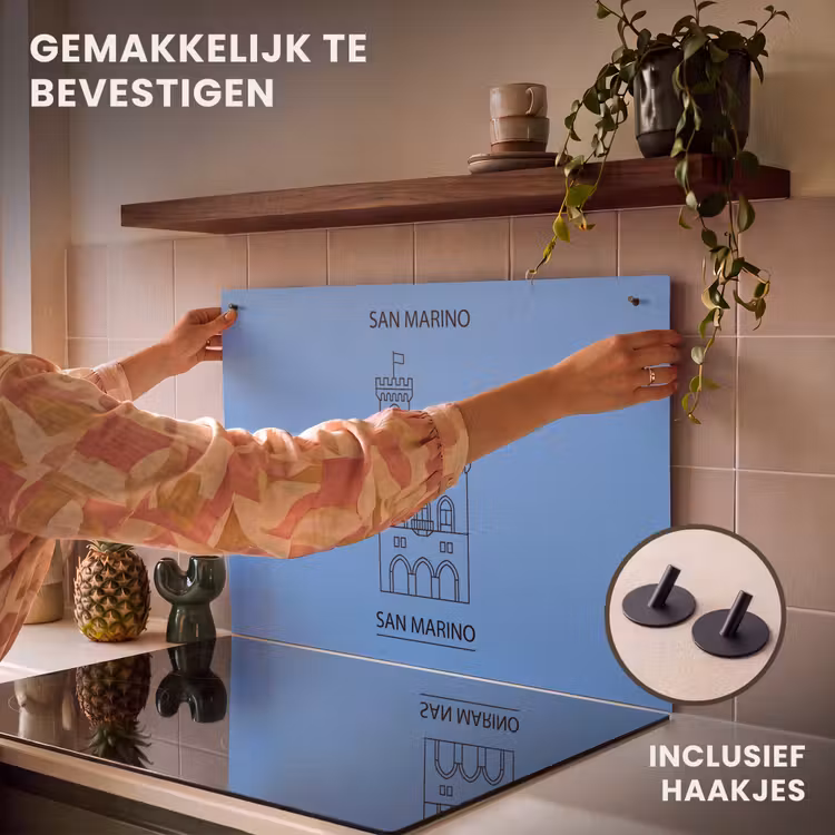 Gebouw - San Marino - Architectuur - Lijntekening - Blauw Inductie beschemer met haakjes klein -ky-ophangen-nl
