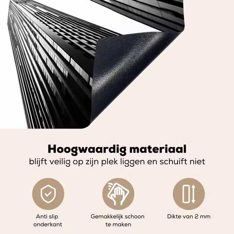 Gebouwen - Lucht - Zwart Inductie beschemer met haakjes klein -ky-onderkant-nl