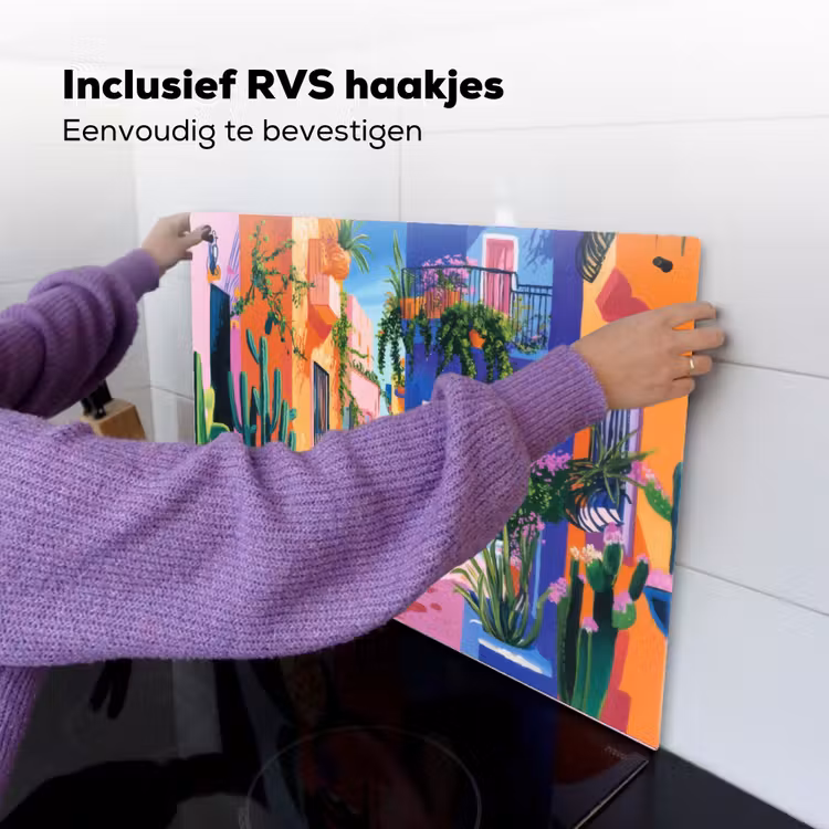 Geel - Blauw - Oranje - Huis Inductie beschemer met haakjes klein -ky-ophangen-nl