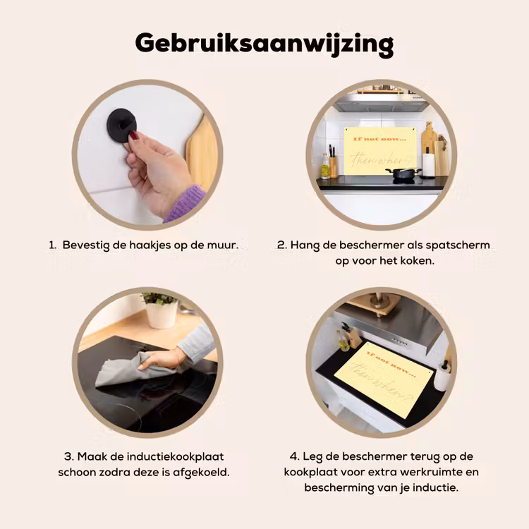 Geel - Oranje - if not now then when Inductie beschemer met haakjes klein -ky-gebruik-nl