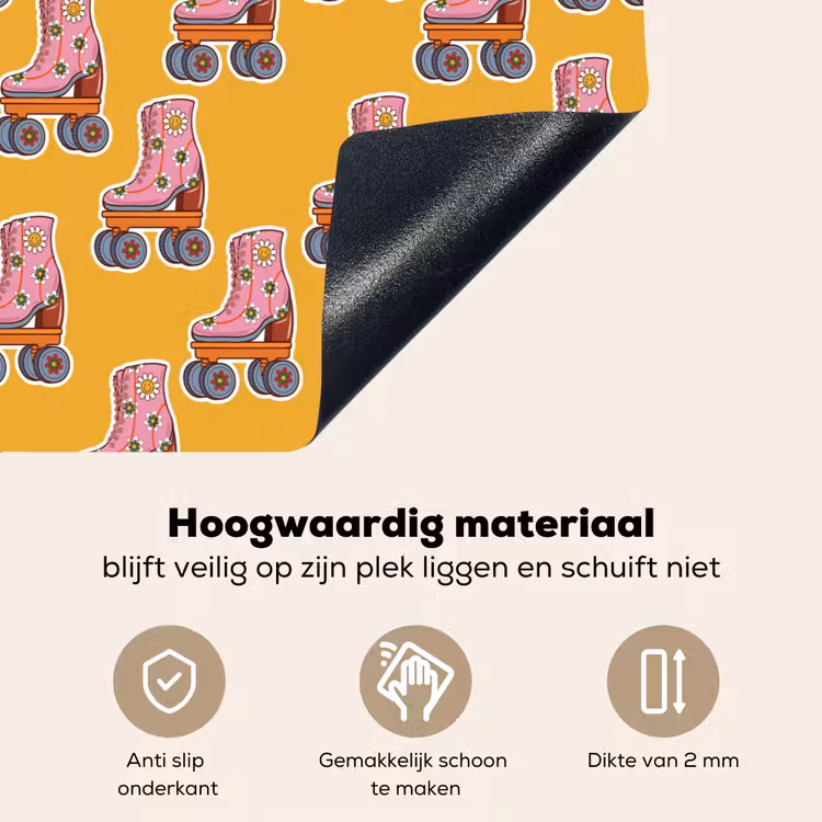 Geel - Rolschaatsen - Patroon Inductie beschemer met haakjes klein 777 -ky-onderkant-nl