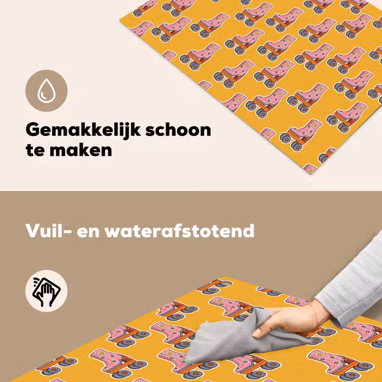 Geel - Rolschaatsen - Patroon Inductie beschemer met haakjes klein 777 -ky-schoon-nl