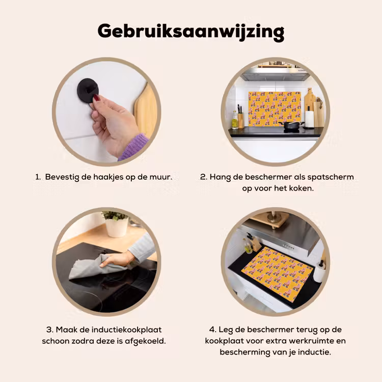 Geel - Rolschaatsen - Patroon Inductie beschemer met haakjes klein 777 -ky-gebruik-nl