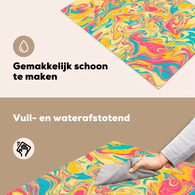 Geel - Roze - Blauw - Retro Inductie beschemer met haakjes klein -ky-schoon-nl