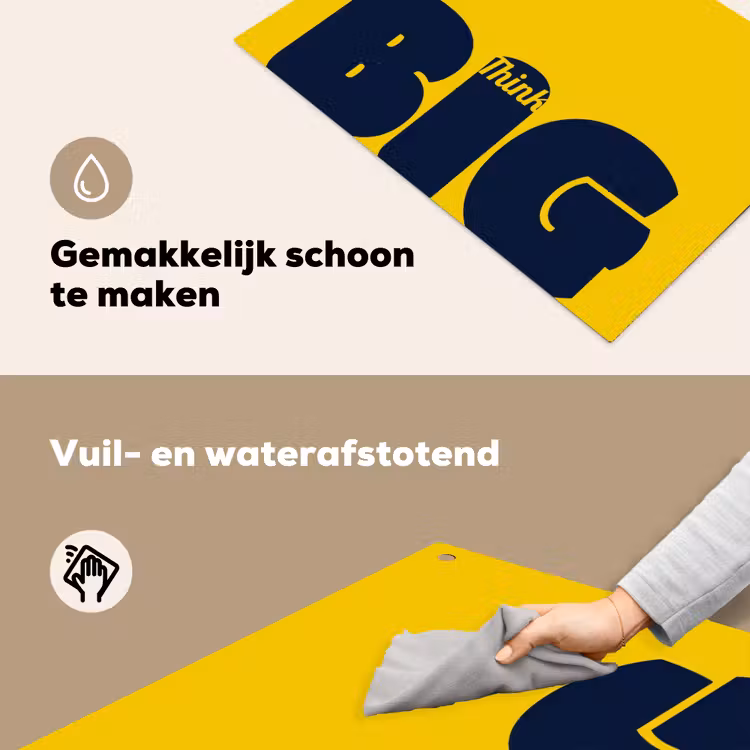 Geel - Think big - Grafisch Inductie beschemer met haakjes klein -ky-schoon-nl