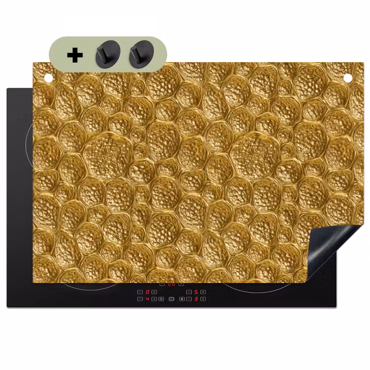 Gehamerd - Mozaïek - Antiek - Goud Inductie beschemer met haakjes klein 777 -3d