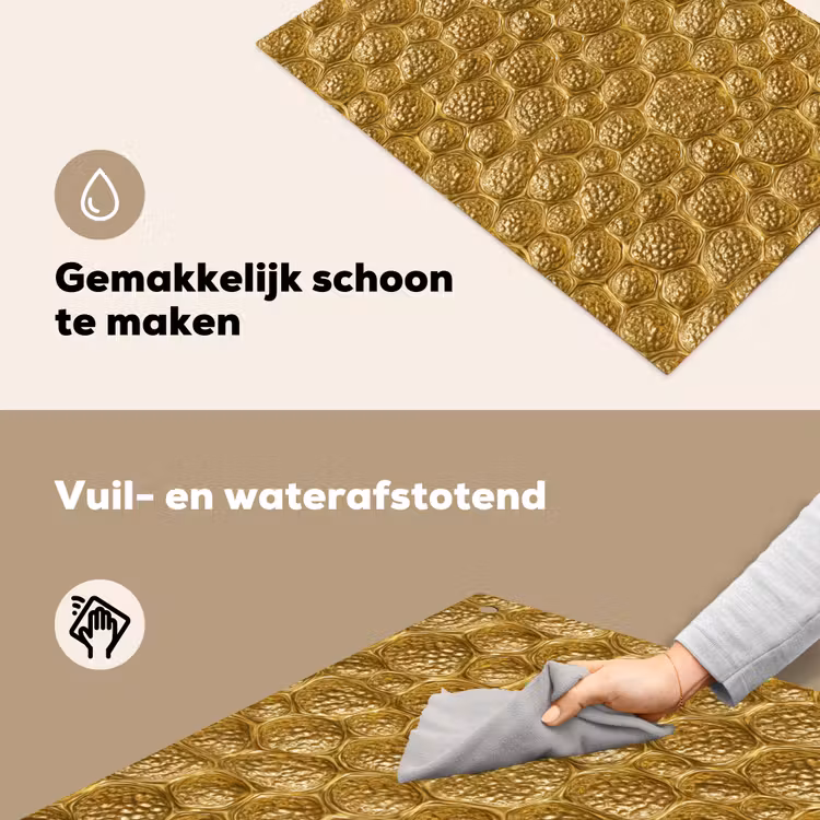Gehamerd - Mozaïek - Antiek - Goud Inductie beschemer met haakjes klein 777 -ky-schoon-nl