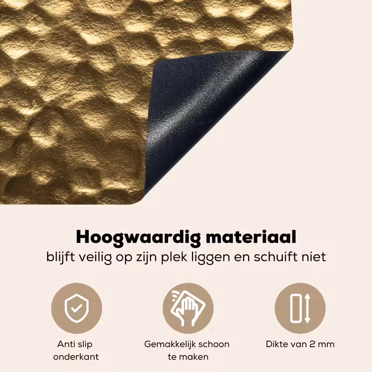 Gehamerd - Reliëf - Textuur - Bronsgoud Inductie beschemer met haakjes klein 777 -ky-onderkant-nl