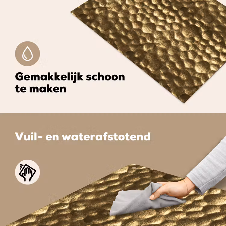 Gehamerd - Reliëf - Textuur - Bronsgoud Inductie beschemer met haakjes klein 777 -ky-schoon-nl