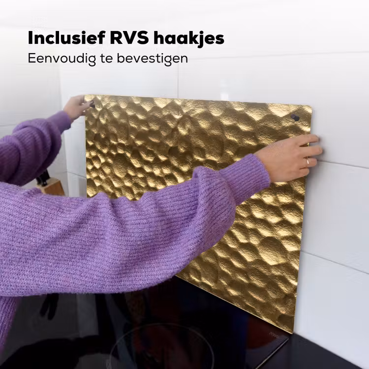 Gehamerd - Reliëf - Textuur - Bronsgoud Inductie beschemer met haakjes klein 777 -ky-ophangen-nl