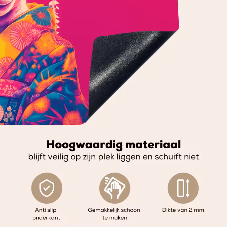 Geit - Hoorns - Kimono - Kleurrijk Inductie beschemer met haakjes klein -ky-onderkant-nl