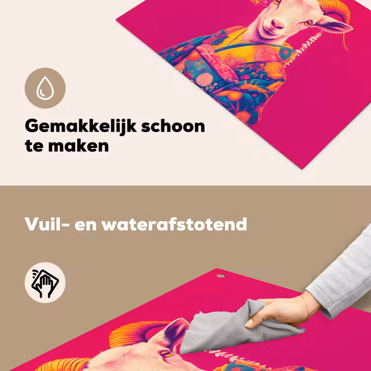 Geit - Hoorns - Kimono - Kleurrijk Inductie beschemer met haakjes klein -ky-schoon-nl