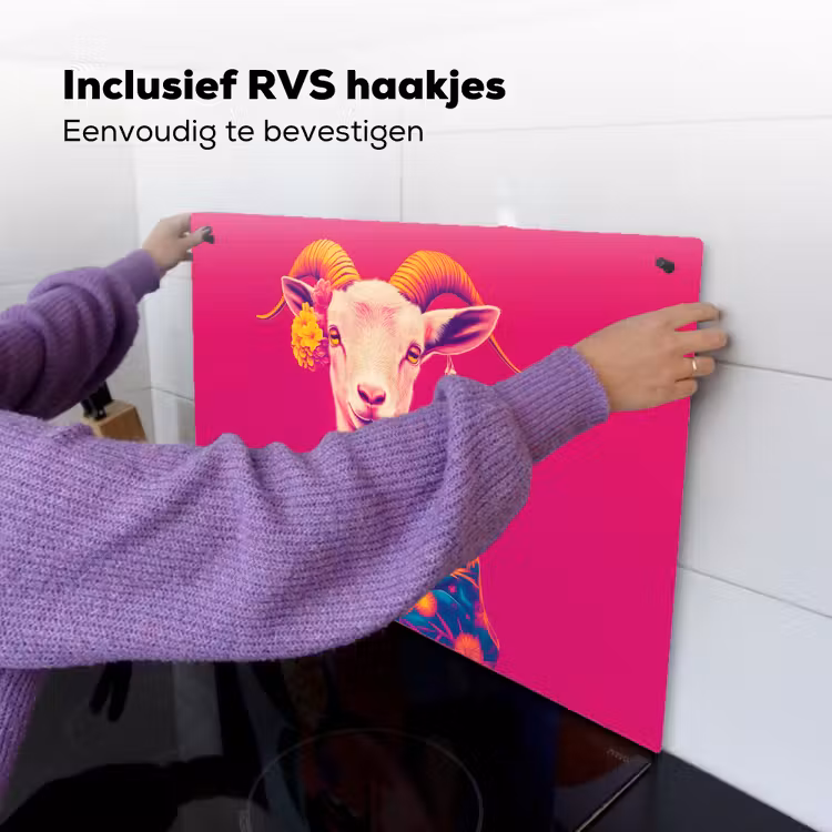 Geit - Hoorns - Kimono - Kleurrijk Inductie beschemer met haakjes klein -ky-ophangen-nl