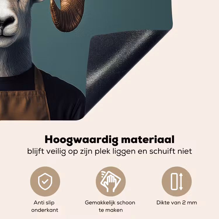 Geit - Hoorns - Kokskleding Inductie beschemer met haakjes klein -ky-onderkant-nl