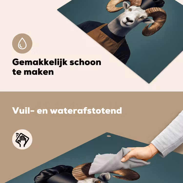 Geit - Hoorns - Kokskleding Inductie beschemer met haakjes klein -ky-schoon-nl