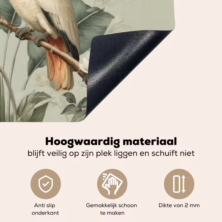 Gele kuifkaketoe - paradijsvogelbloemen - Groen Inductie beschemer met haakjes middel -ky-onderkant-nl