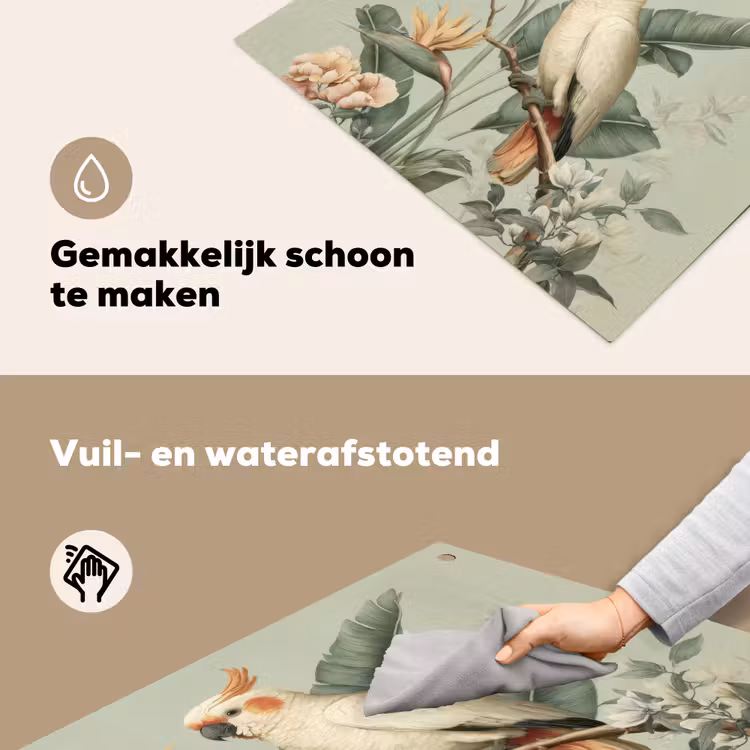 Gele kuifkaketoe - paradijsvogelbloemen - Groen Inductie beschemer met haakjes middel -ky-schoon-nl