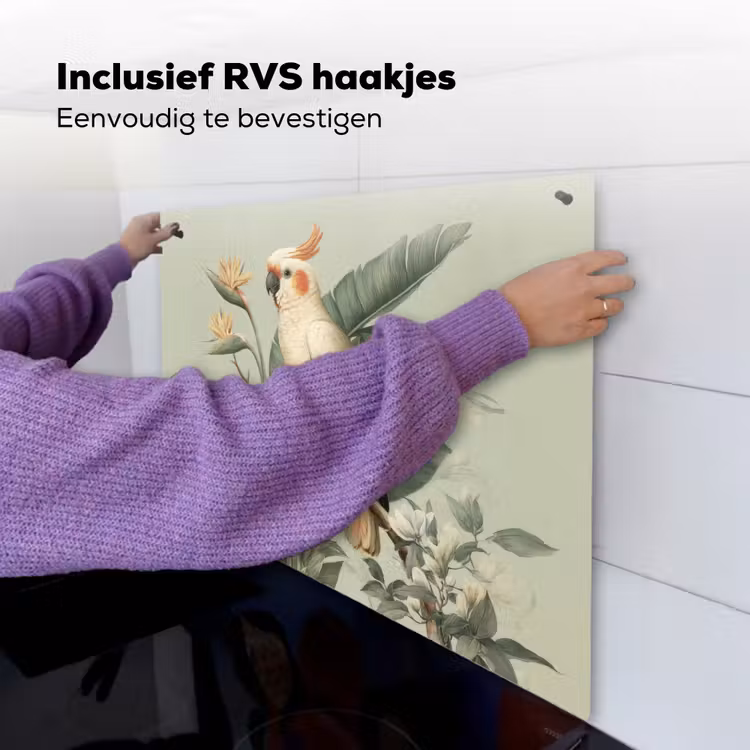 Gele kuifkaketoe - paradijsvogelbloemen - Groen Inductie beschemer met haakjes middel -ky-ophangen-nl