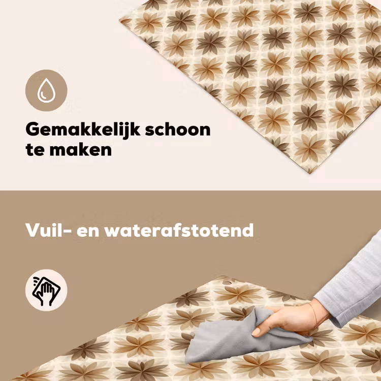 Geografisch - Patroon - Bruin Inductie beschemer met haakjes klein 777 -ky-schoon-nl