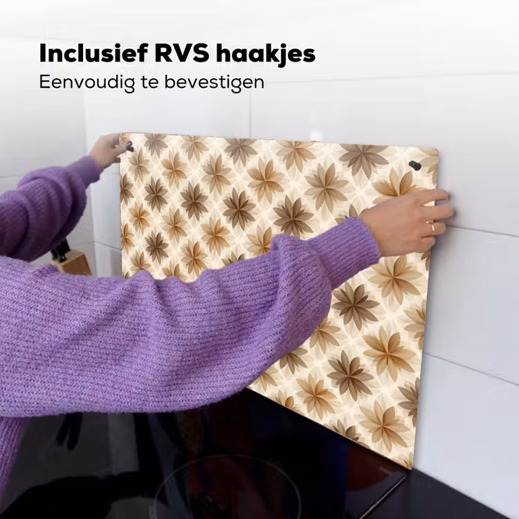 Geografisch - Patroon - Bruin Inductie beschemer met haakjes klein 777 -ky-ophangen-nl