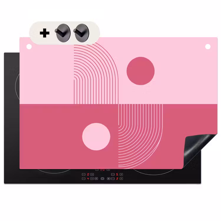Geometrie - Patroon - Abstract - Roze - Modern Inductie beschemer met haakjes klein -3d