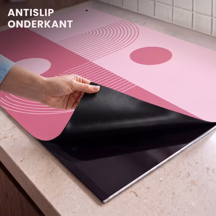 Geometrie - Patroon - Abstract - Roze - Modern Inductie beschemer met haakjes klein -ky-onderkant-nl