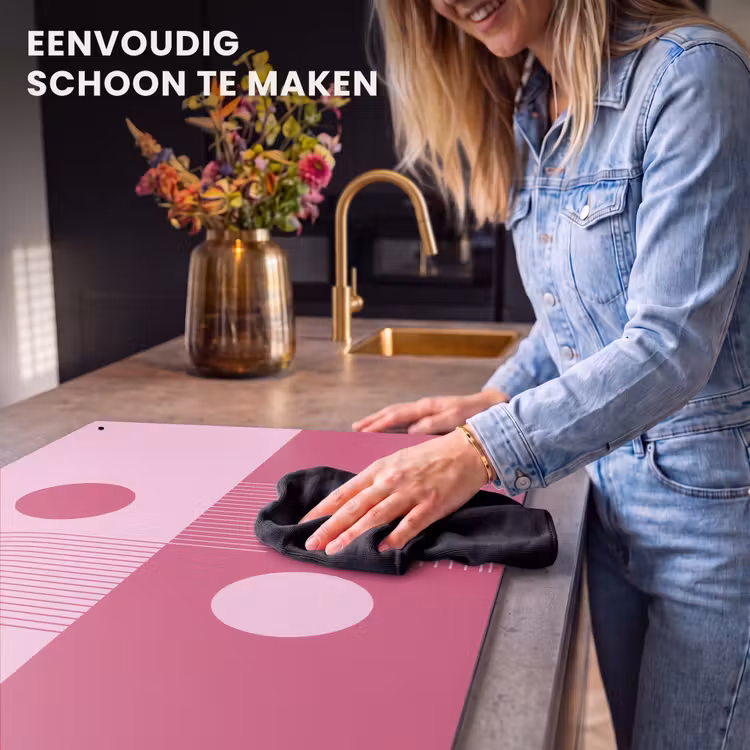 Geometrie - Patroon - Abstract - Roze - Modern Inductie beschemer met haakjes klein -ky-schoon-nl