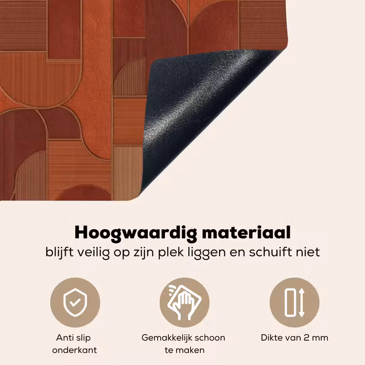 Geometrisch - Abstract - Textuur - Bruin Inductie beschemer met haakjes klein 777 -ky-onderkant-nl