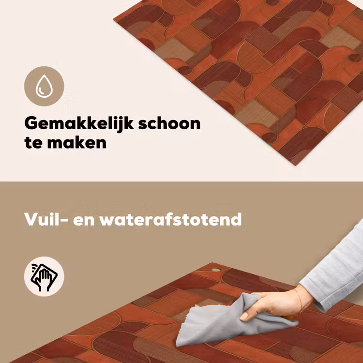 Geometrisch - Abstract - Textuur - Bruin Inductie beschemer met haakjes klein 777 -ky-schoon-nl