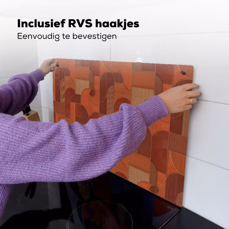 Geometrisch - Abstract - Textuur - Bruin Inductie beschemer met haakjes klein 777 -ky-ophangen-nl