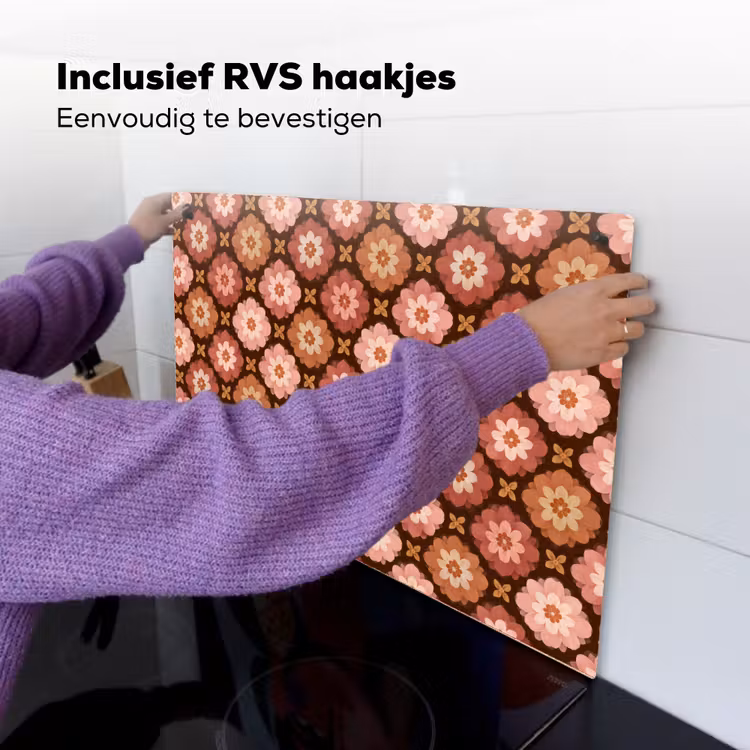 Geometrisch - Bloemen - Kleurrijk Inductie beschemer met haakjes klein 777 -ky-ophangen-nl