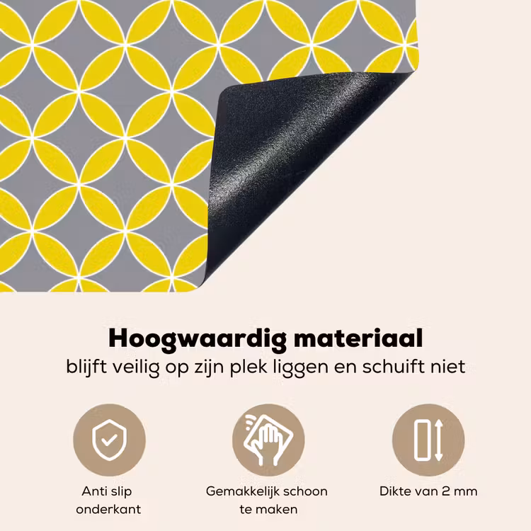 Geometrisch - Cirkels - Modern - Grijs - Geel Inductie beschemer met haakjes klein 777 -ky-onderkant-nl