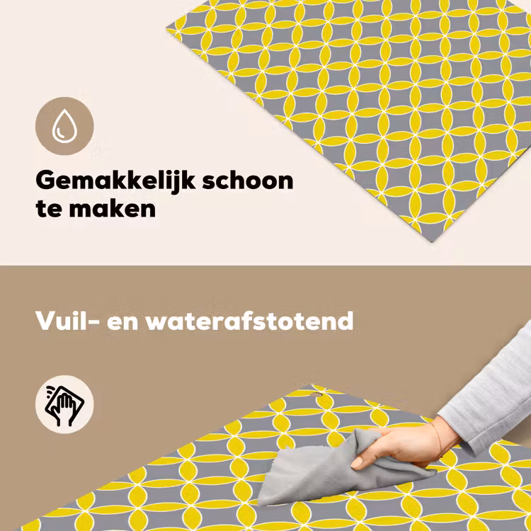 Geometrisch - Cirkels - Modern - Grijs - Geel Inductie beschemer met haakjes klein 777 -ky-schoon-nl