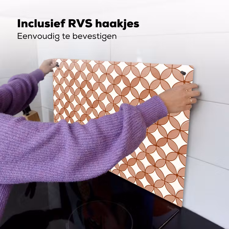 Geometrisch - Cirkels - Modern - Terracotta Inductie beschemer met haakjes klein 777 -ky-ophangen-nl