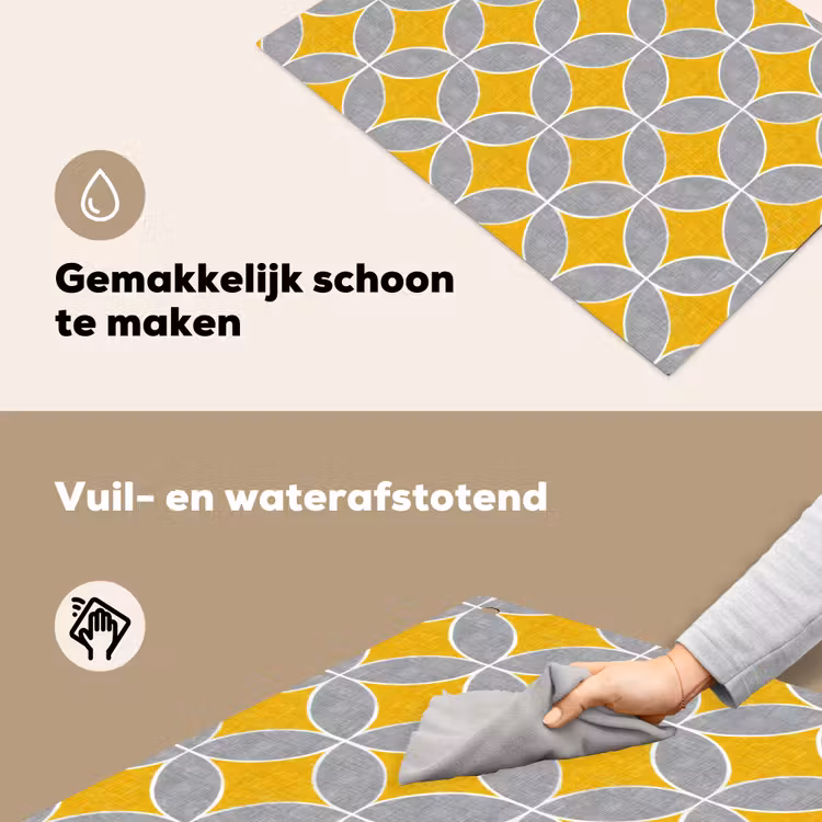Geometrisch - Cirkels - Textuur - Grijs - Geel Inductie beschemer met haakjes klein 777 -ky-schoon-nl