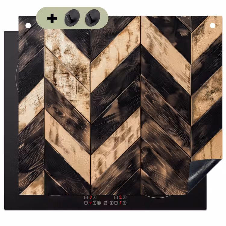 Geometrisch Houtmozaïek Inductie beschemer met haakjes middel -3d