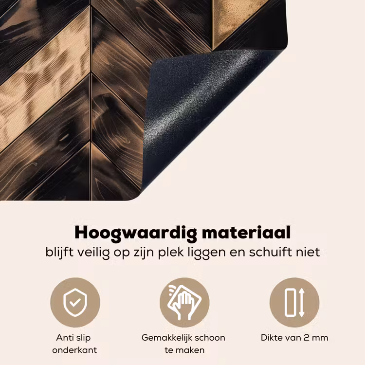 Geometrisch Houtmozaïek Inductie beschemer met haakjes middel -ky-onderkant-nl