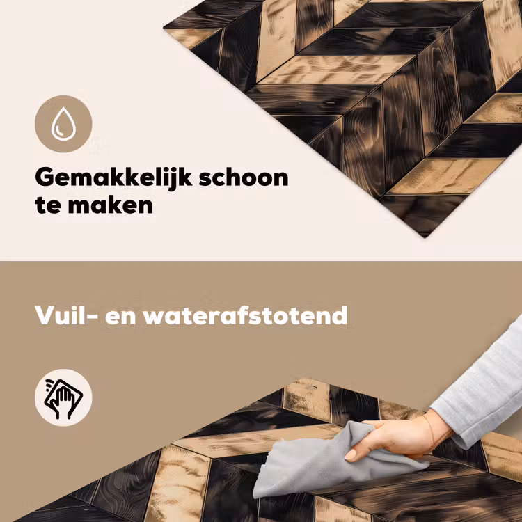 Geometrisch Houtmozaïek Inductie beschemer met haakjes middel -ky-schoon-nl