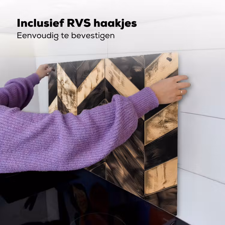 Geometrisch Houtmozaïek Inductie beschemer met haakjes middel -ky-ophangen-nl