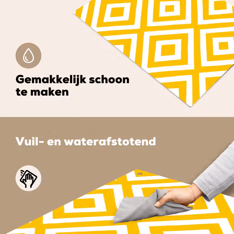 Geometrisch - Lijnen - Modern - Geel - Wit Inductie beschemer met haakjes klein 777 -ky-schoon-nl