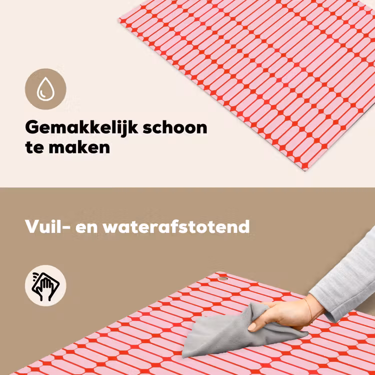 Geometrisch - Minimalistisch - Rood - Roze Inductie beschemer met haakjes klein 777 -ky-schoon-nl