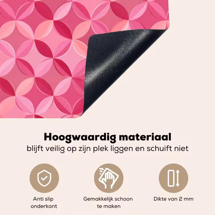 Geometrisch - Mozaïek - Modern - Roze Inductie beschemer met haakjes klein 777 -ky-onderkant-nl