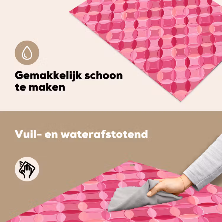 Geometrisch - Mozaïek - Modern - Roze Inductie beschemer met haakjes klein 777 -ky-schoon-nl