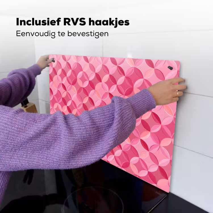 Geometrisch - Mozaïek - Modern - Roze Inductie beschemer met haakjes klein 777 -ky-ophangen-nl